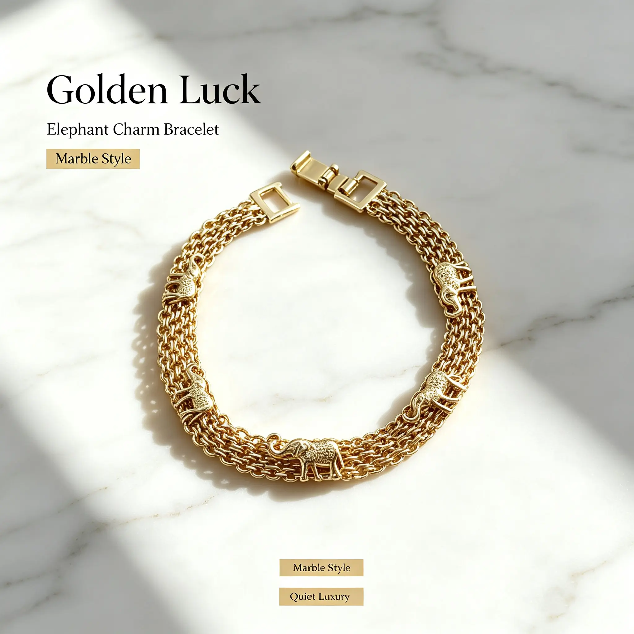 Women's 7in Gold-Plated Elephant Charm Bangle - Minimalist Dainty Unisex Giftready Jewelry, Most Wrist Sizes, Versatile & Gift-Worthy Lucky Birthday/Wedding Accessory