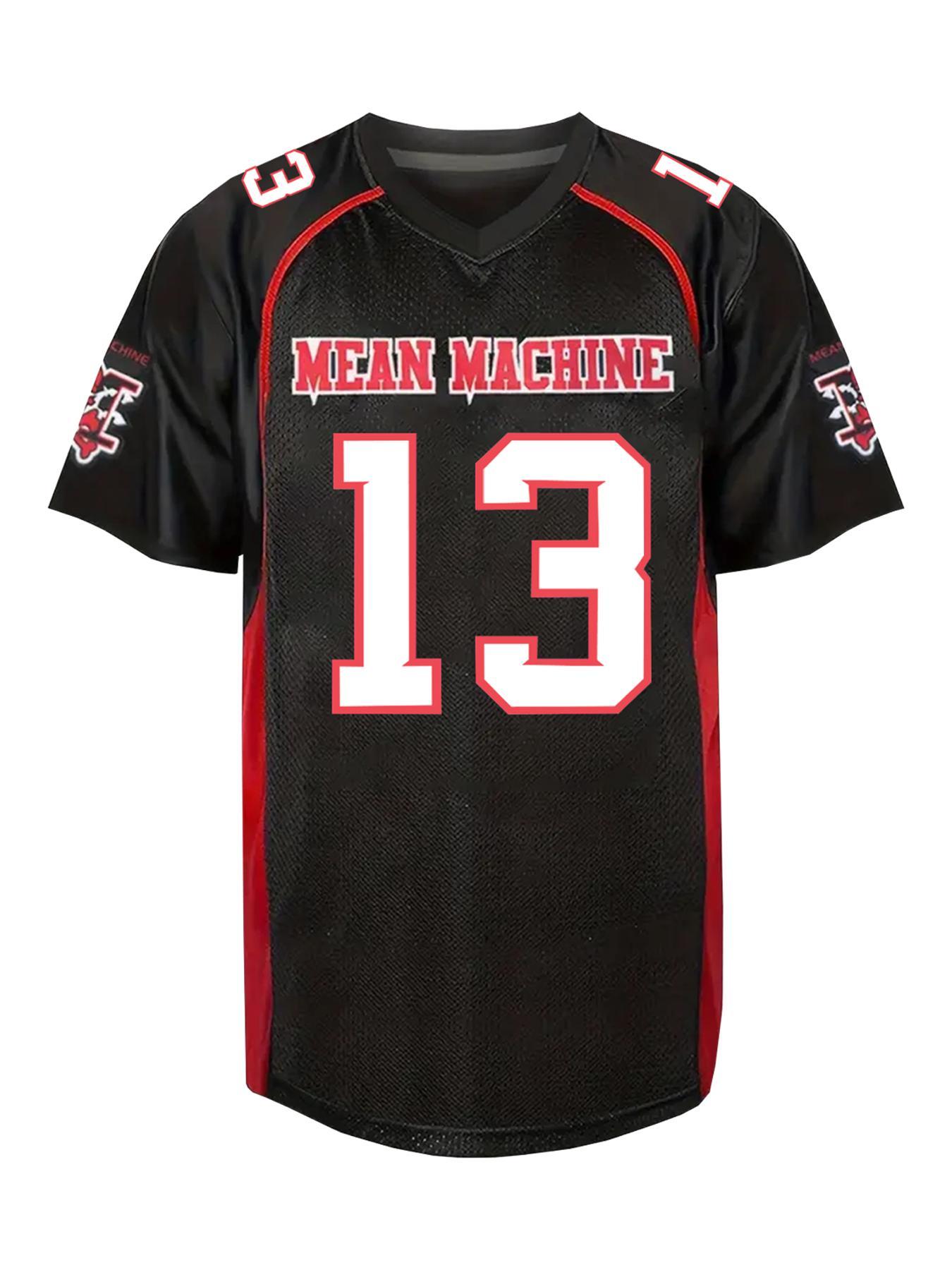 Men's Mean Machine #18 V Neck American Football Jersey, Loose Casual Breathable Football Top, Men's Sportswear for Outdoor Training, Breathable Athletic Top