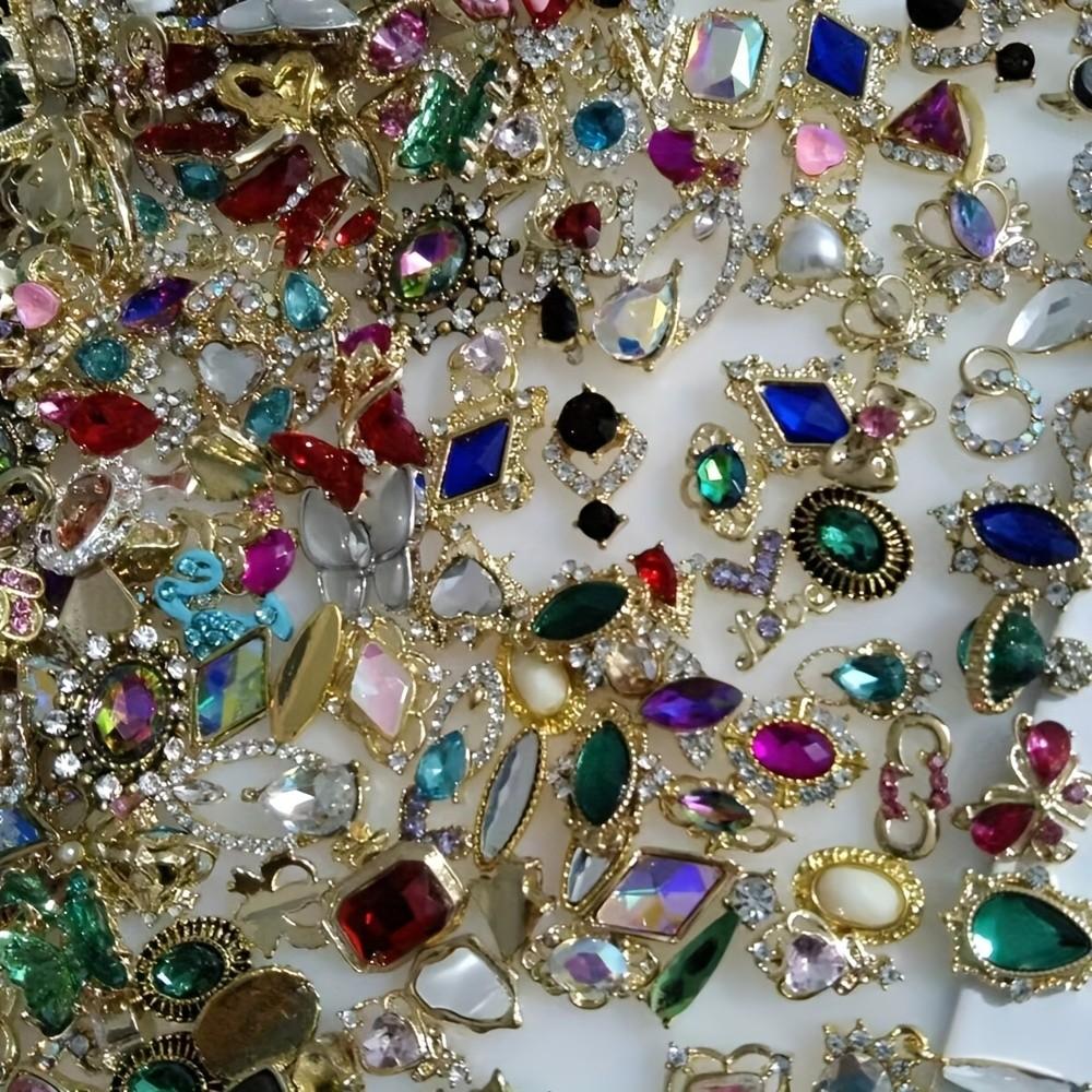 40pcs/50pcs Fashion Retro Nail Decorations, Large Rhinestones and Pearls Design, Suitable for Various Decoration Projects