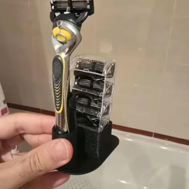 Bathroom Sink Shaving Razor Stand, Manual Beard Trimmer Storage Holder, Bathroom Organizer, Durable Plastic, Ideal Gift for Men and Home