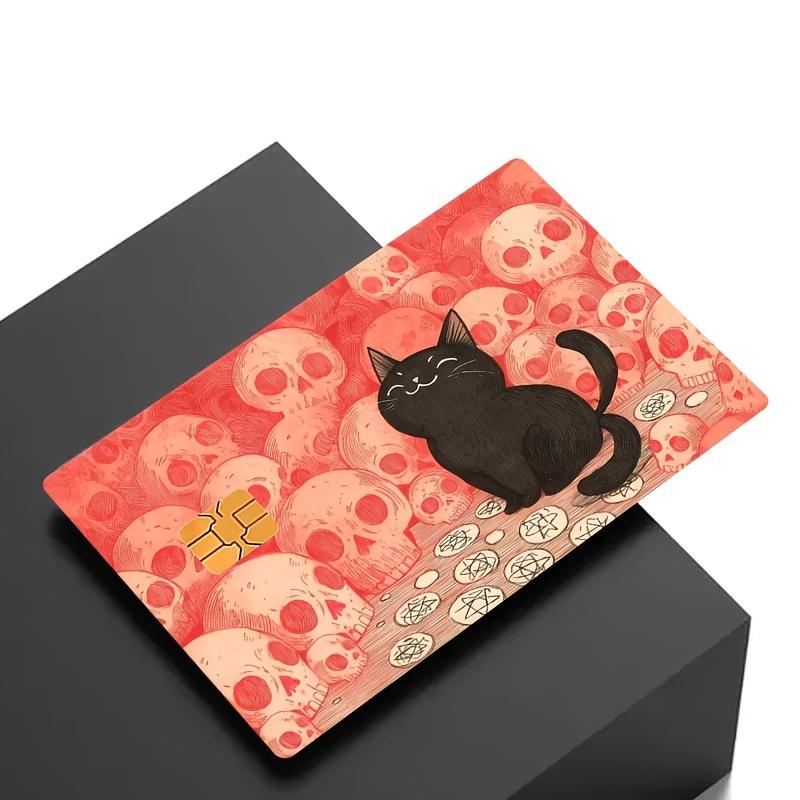 Adorable Black Cat Skull Stickers for Bank Cards, Credit Cards, Debit Cards, Transit Cards, And Room Keys