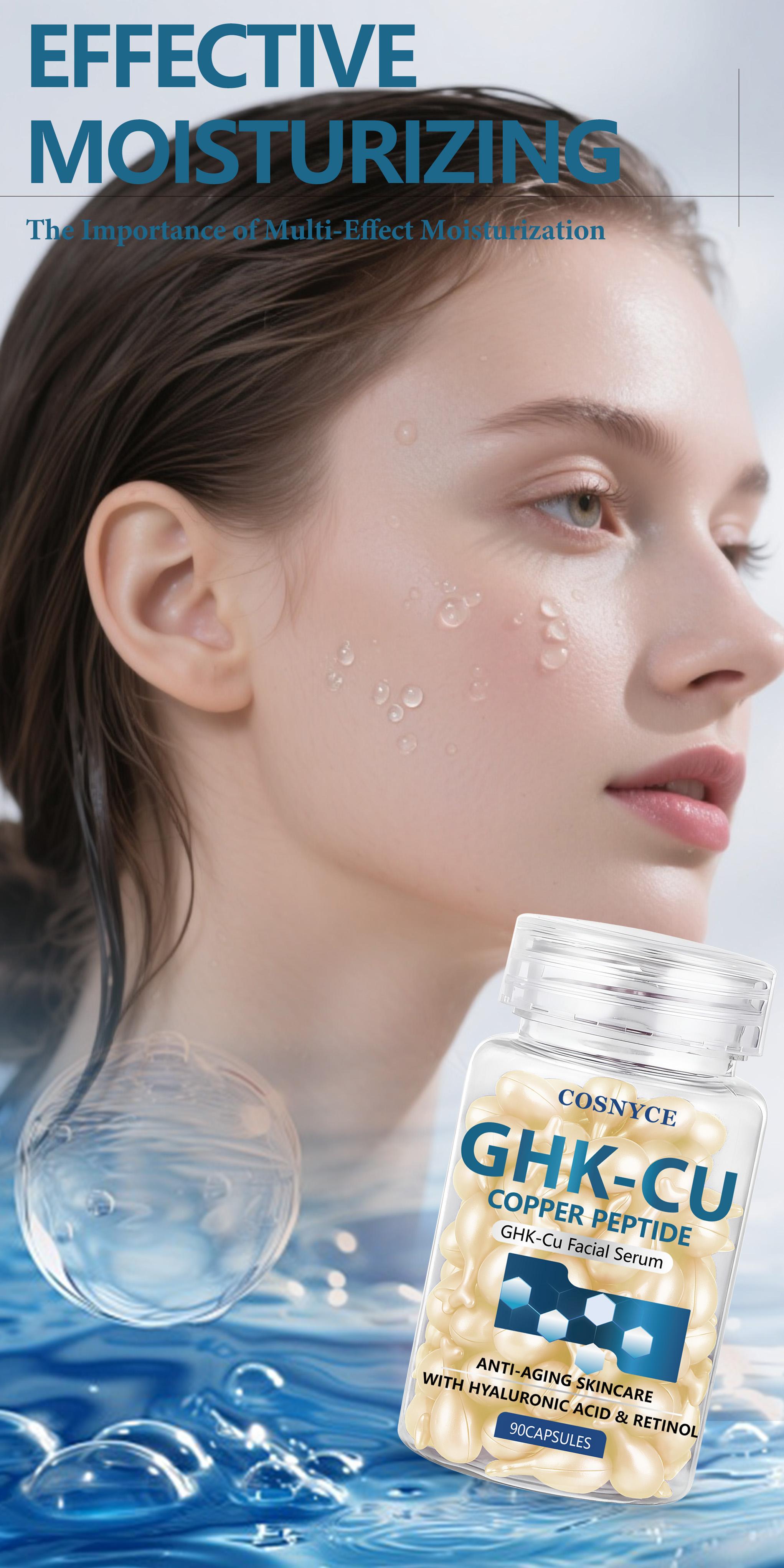 Cosnyce Blue Copper Peptide Facial Essence, Hyaluronic Acid Vitamin C, Moisturizing Skincare, Firming and Tightening