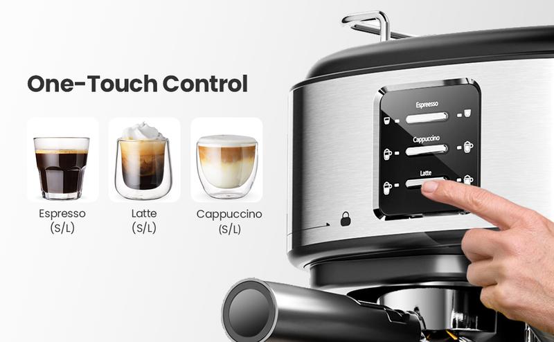 COWSAR Espresso and Cappuccino Machine, 20Bar Latte Machine with Automatic Milk Frother, 3 in 1 Professional Semi-Automatic Espresso Maker with Dual Heating System & Capsule Compatible