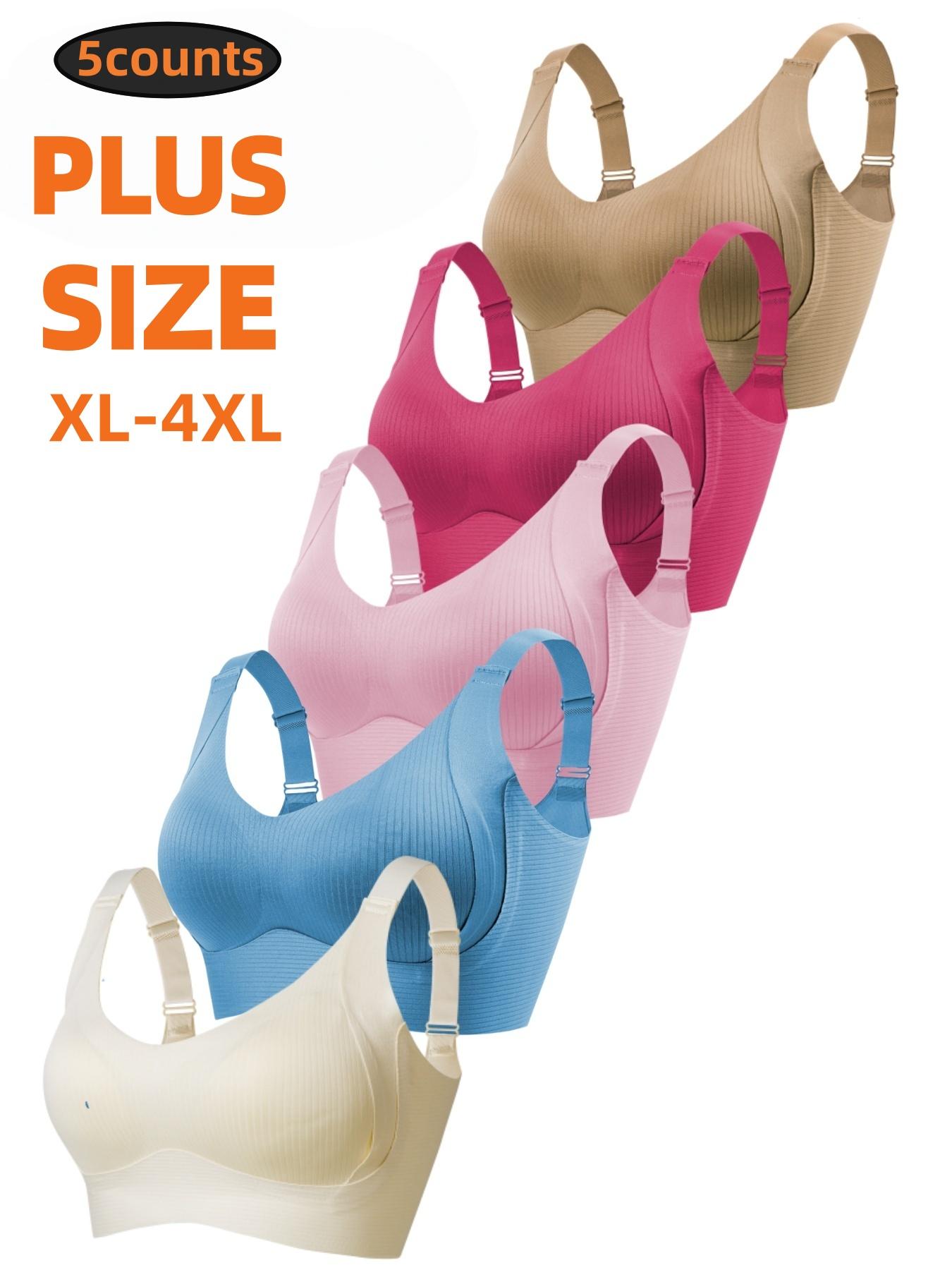 5-Pack Plus Size Comfortable Seamless Bras, Sizes 1XL-4XL, Designed for Women, Wire-Free Push-Up Style, Suitable for Daily Wear, Maximum Comfort.