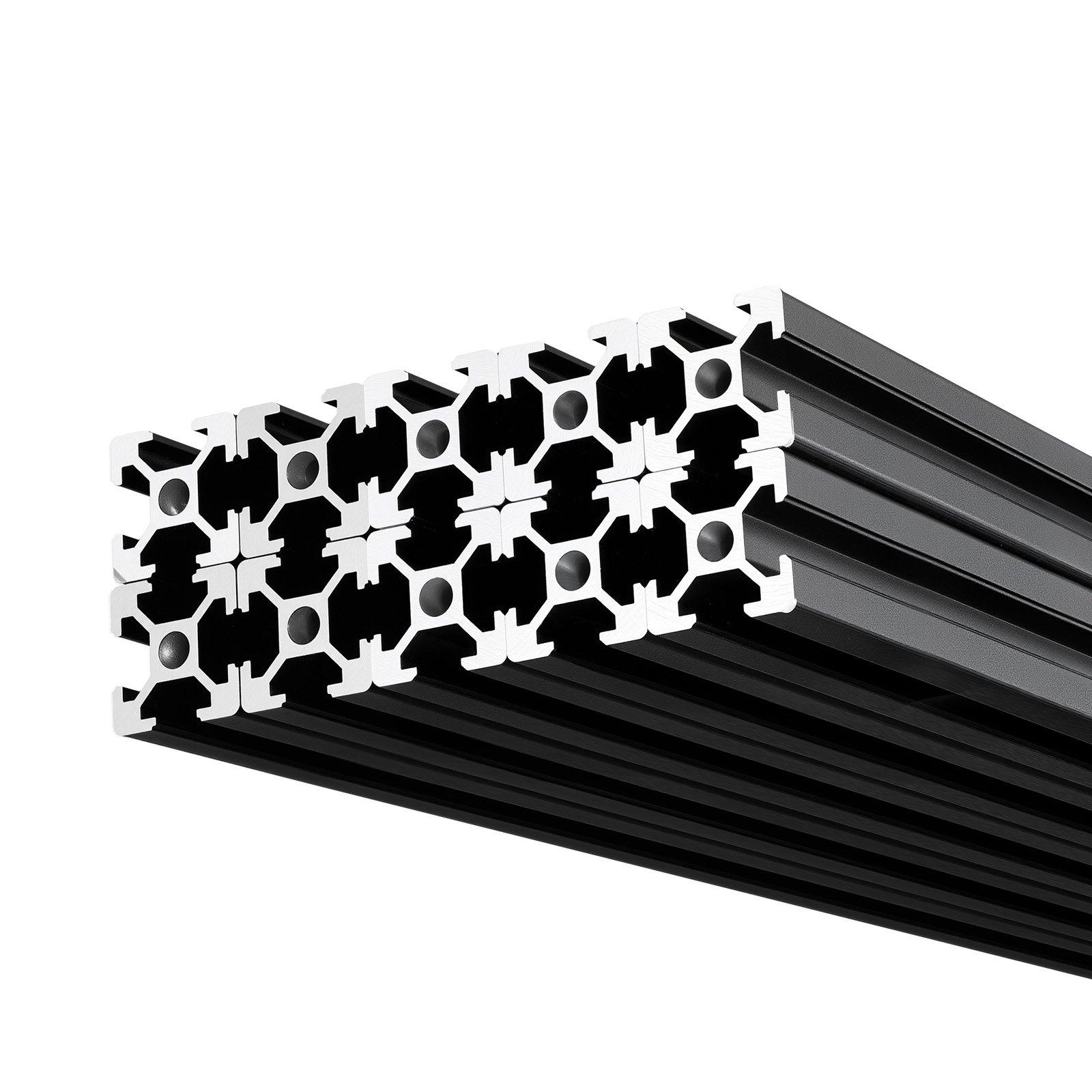 【FathersDayGift】 VEVOR 10PCS 2020 Aluminum Extrusion Profile, 23.62 Inch 600 mm, T Slot European Standard Anodized Linear Rail, High-Strength Extruded Aluminum Rail, for 3D Printer Parts and CNC DIY Workbench, Black