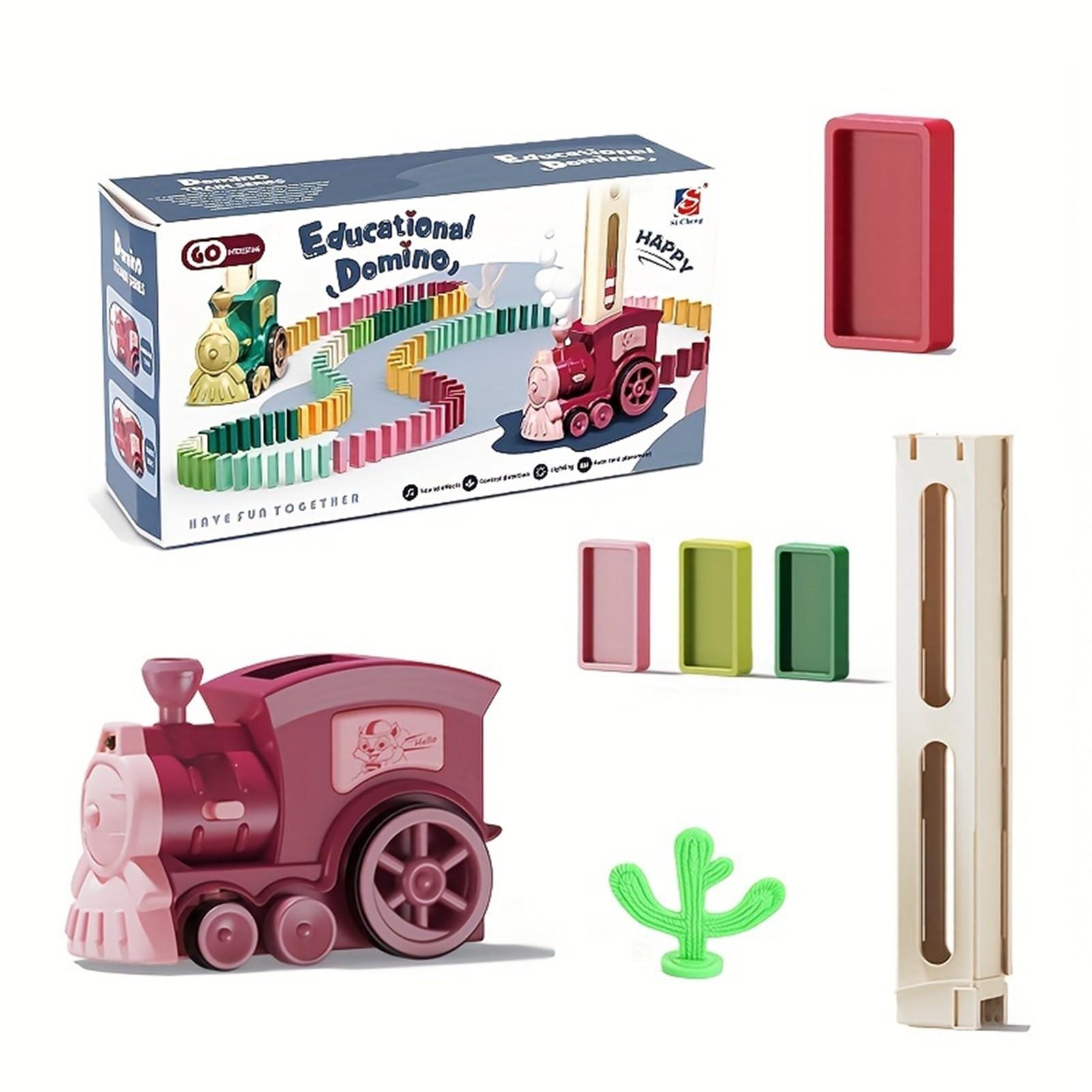 Creative Domino Train Set, Automatic Card Track, Ideal for Kids Aged 3+, Enhances Hand-Eye Coordination, Indoor & Outdoor Play, Birthday Gift!Requires 2 AA batteries (not included)