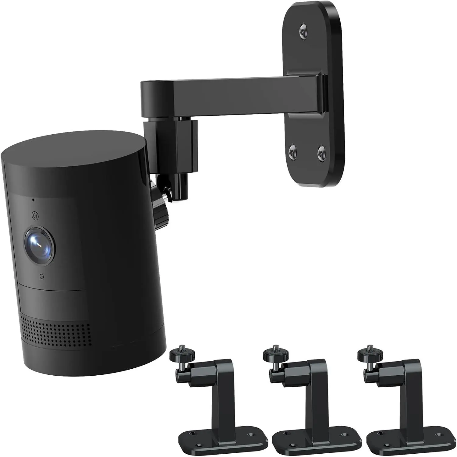 3Pack Camera Wall Mount,Compatible with R-ing Stick Up Cam Battery/Outdoor Cam Plus/Plug-in/Pro/Indoor Cam(1st Gen),360 Degree Adjustable No Drilling Mount for Outdoor Indoor Cameras,Black