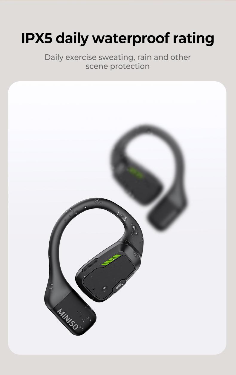 MINISO Wireless Earbuds Open OWS Bluetooth 5.4 Earphones Touchscreen Sports Sport Over-Ear Buds Earphones Running,Driving,Working Waterproof Headsets Long Battery Life with Earhooks Built-in Microphones
