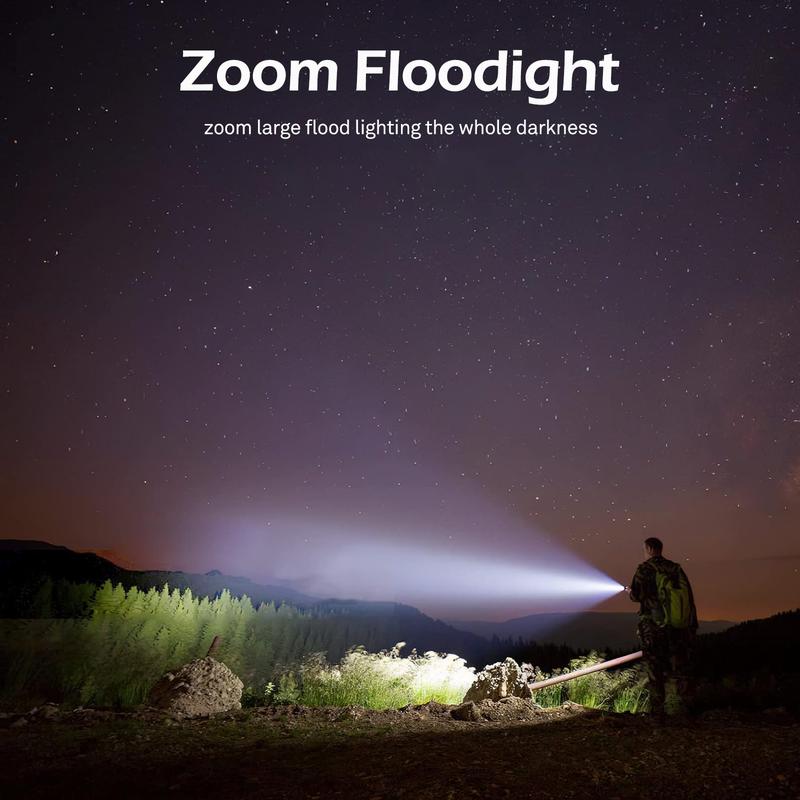 【Valentine's Day gift】 4 PCS Strong Flashlight Set for Family, Rechargeable, Waterproof, Camping Gadgets, Emergency Red&Blue Alarm Lights Household Essentials for Kids, Family Camping Essentials, House Warming Gifts New Home, for Garden, Garage