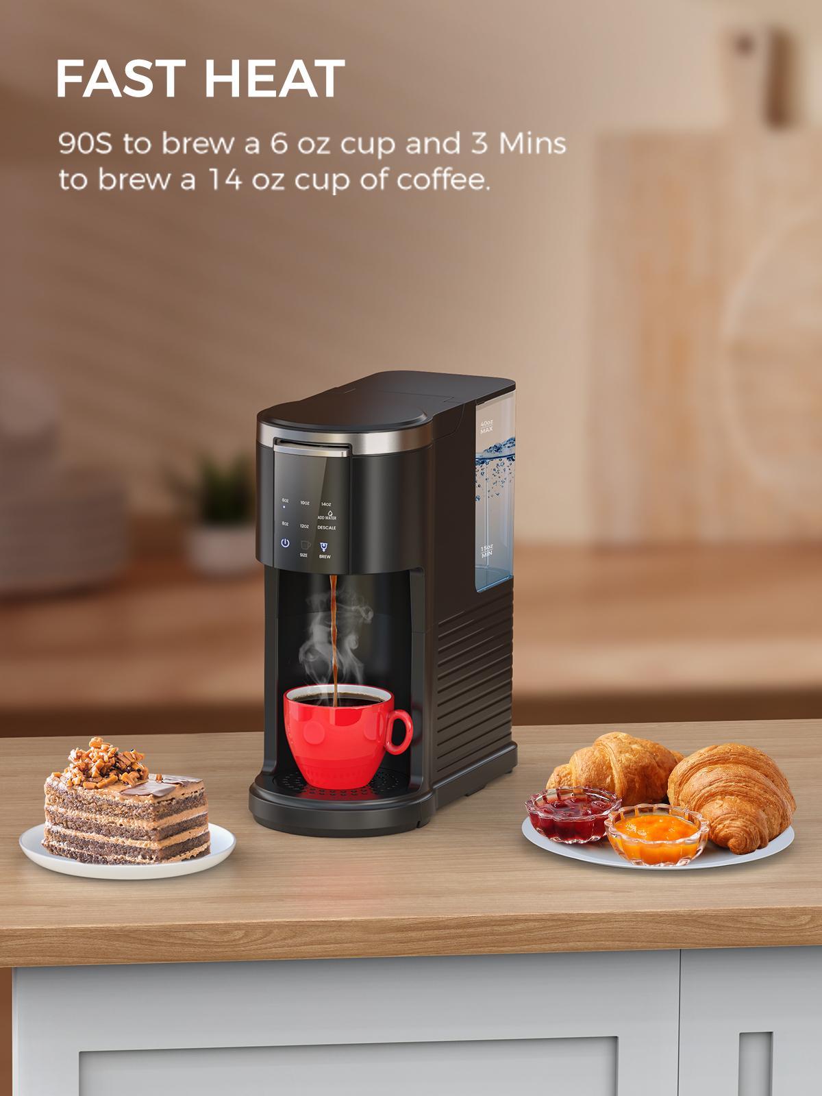 COWSAR Single Serve Coffee Maker, Coffee Brewer for K-Cups Pods and Ground Coffee, Capsule Coffee Machine with 40oz Water Tank, 5 Brew Sizes Up To 14cz, Black