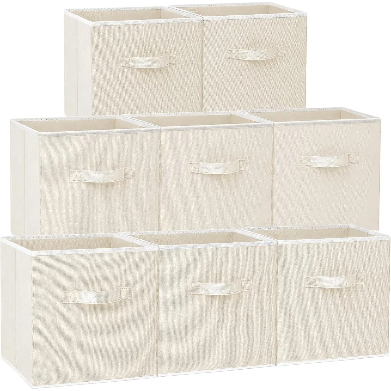 Storage Cubes - 11 Inch Heavy Duty Fabric Storage Bins for Shelves Closet Cube Organizer - 8 Pack Collapsible Cube Storage Bins Baskets for Clothes Blankets Toys - Nursery Organization (Beige)