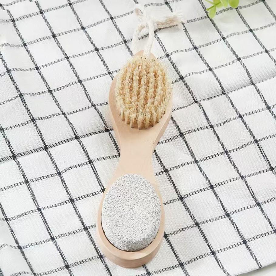 Wooden Multi-Functional Foot Care Brush, Bristle Exfoliating Foot Stone, Home Bath Cleaning Brush with Rope, Ideal for Daily Use