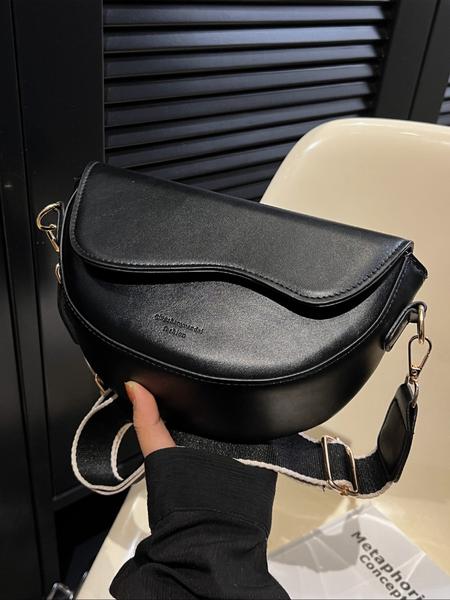 Women's Fashionable Saddle Bag, Casual Versatile Crossbody Bag with Wide Shoulder Strap, Trendy All-match Commuter Bag, Crossbody Shoulder Purses for Daily Used