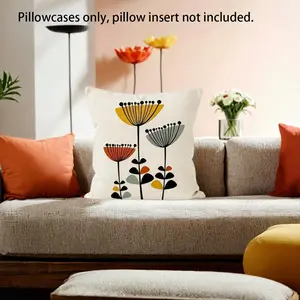 Bohemian Style Pillow Cover, Cartoon Floral Pattern, Vibrant Floral Pattern, Soft Pad Case, Decorative Pillow for Living Room Sofa Bedroom, 18x18 Inch, Home Decoration