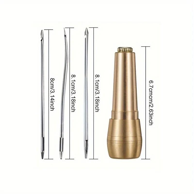 4-Piece Leather Sewing Awl Set, Straight and Bent Needles, Handmade Shoe Repair Tools, Ideal for Leather Crafting and Maintenance