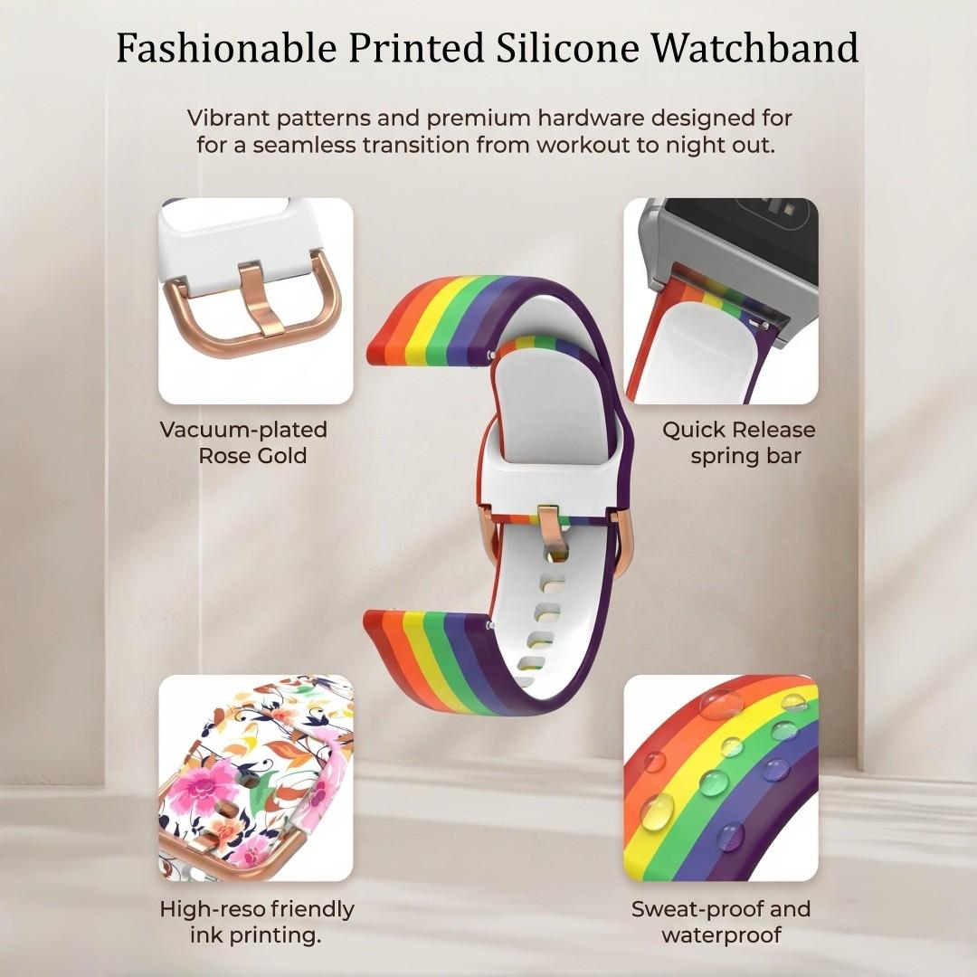 Fashionable Silicone Watch Band, Universal Quick-Release (20mm), Soft Comfort, Waterproof Sweatproof, Buckle, Compatible with Smartwatches