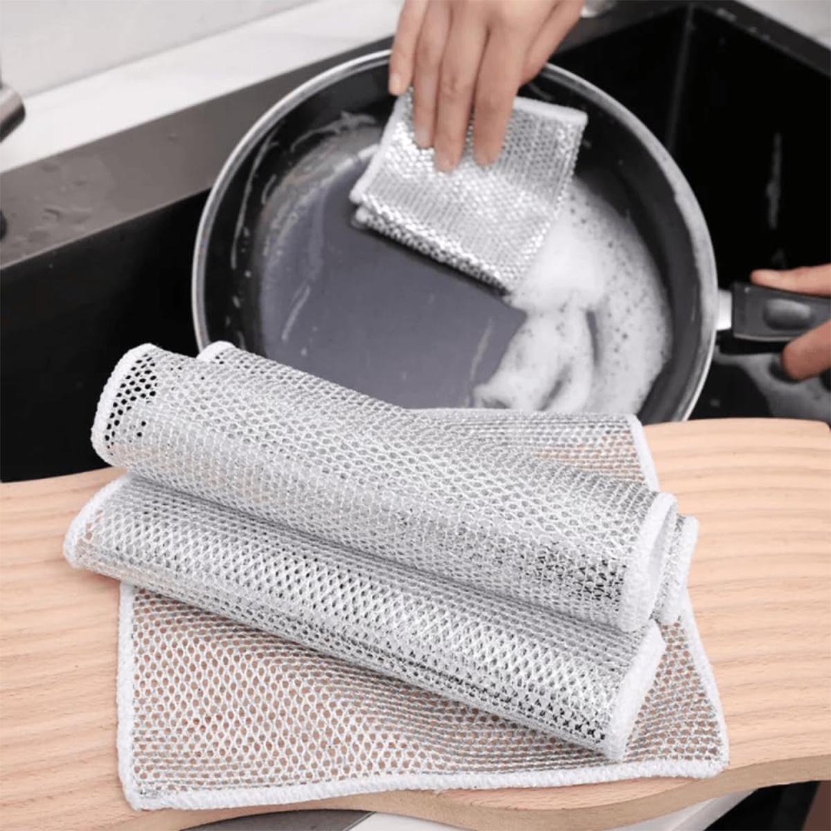 10PCS Non-scratch wire reel cloth, mesh wire cloth Reusable non-scratch cleaning cloth, multi-purpose wire reel cloth