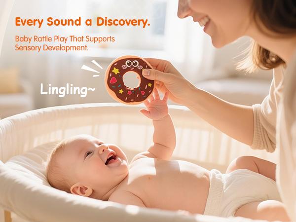 Hahaland Baby Toys 6-12 Months – Picnic Basket Sensory Toy with Crinkle, Rattles, Teether & Mirror, Montessori Play Food Plush for Early Development, Baby Shower Gift for 1+ Years Boys & Girls