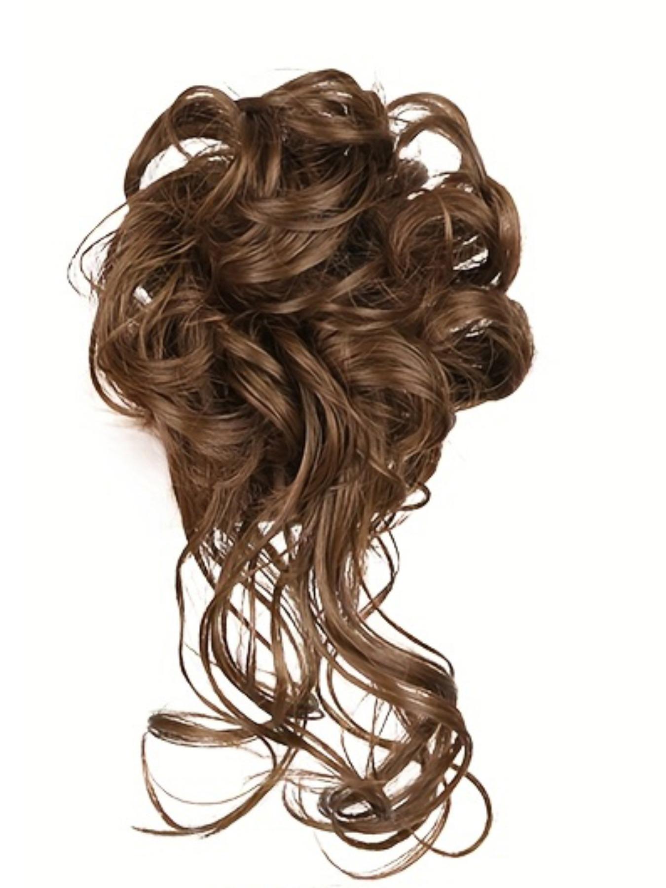 10 INCH Messy Bun Synthetic Extension Hair Piece Tousled Updo Hair Buns Extension Elastic Hair Band Hair Pieces Synthetic Curly Hair Bun Scrunchie Wavy Synthetic Hair For Women Girls