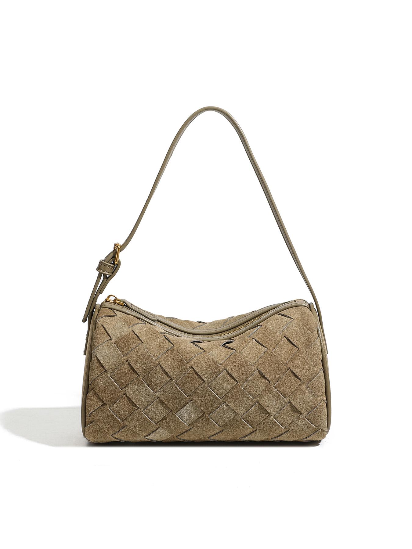 Lazy Person Underarm Bag, Patchwork Woven Small Square Bag, Versatile and Bright, Unique Luxury Underarm Shoulder Bag, Simple Crossbody Handbag