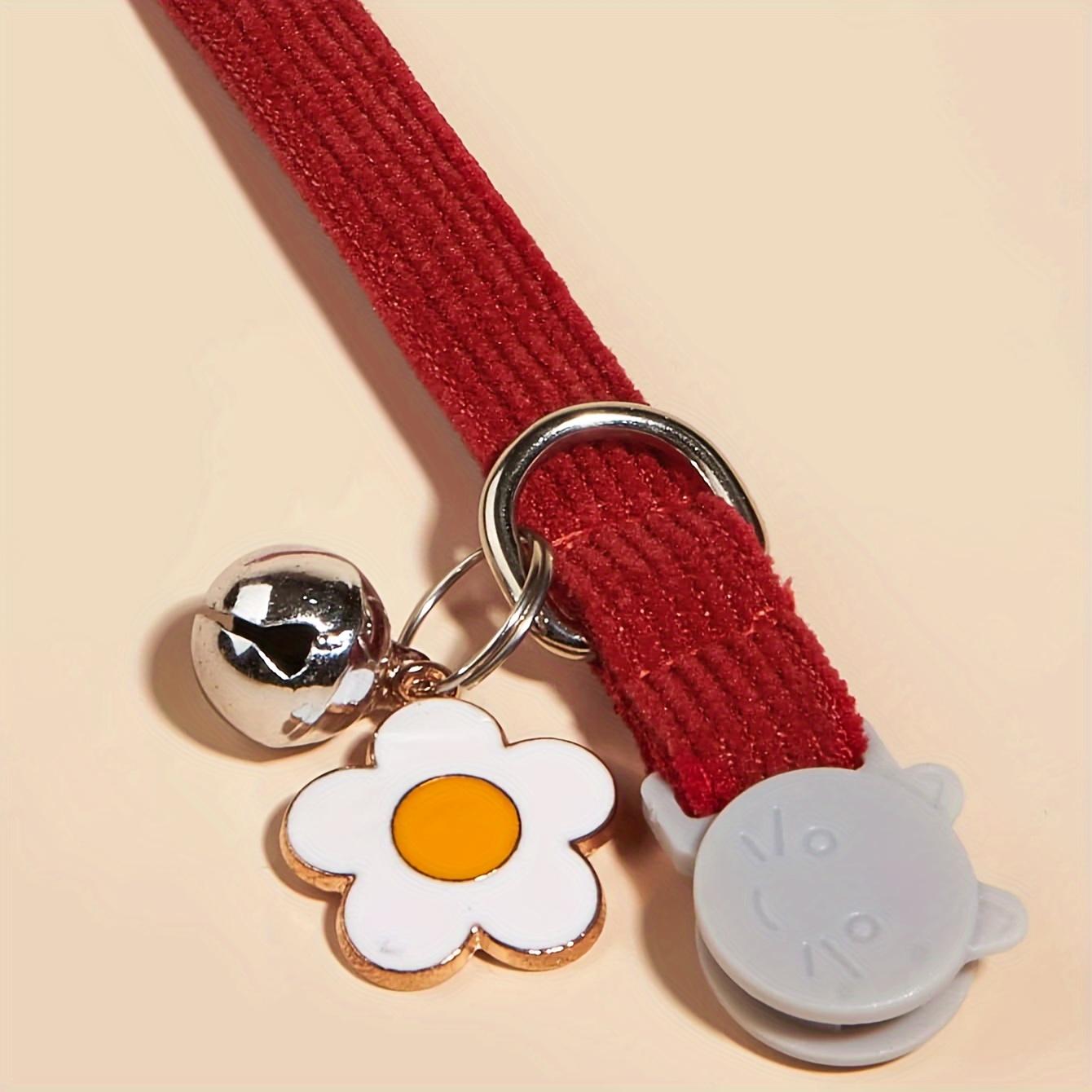 Cute Cat Collar with Bell & Flower Pendant, 2 Counts/set Adjustable Pet Collar with Safety Buckle, Pet Supplies for Small Cats Dogs