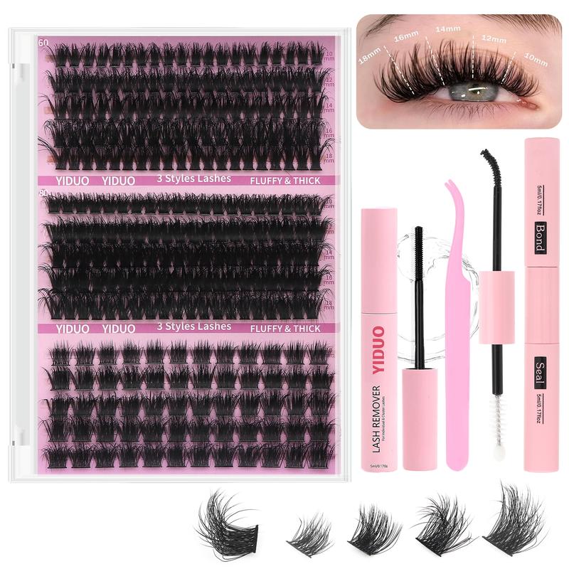 Volume Eyelashes Extension Set, 60D|70D|80D|90D & Thick Volume Lashes Clusters, Individual Lash Extensions Kit, 10-18mm D Curl Lash Extensions Kit with Lash Bond and Seal, Lash Remover, Lash Tweezers, DIY Lash Clusters at Home, Eyelash Bond Glue