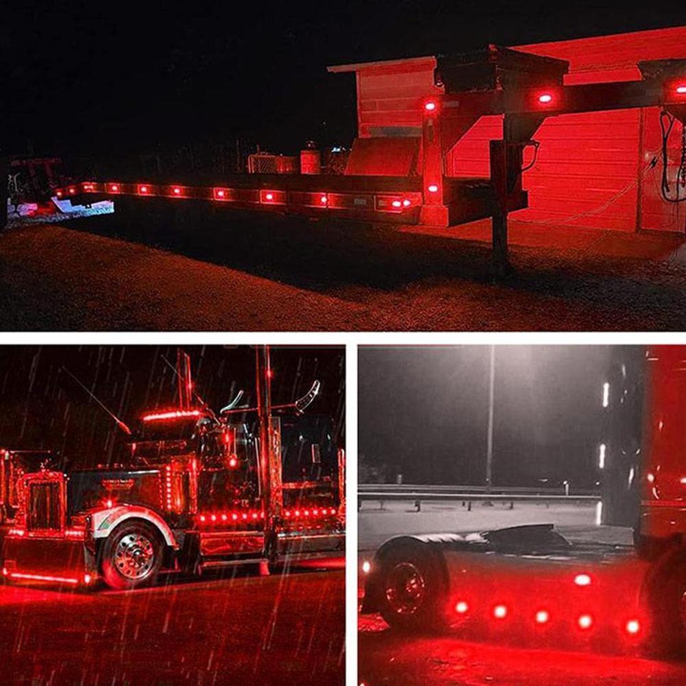 5Pcs Amber Watermelon LED Strobe+Constant Marker Lights Dual Function Watermelon-Shaped Side Marker Clearance Tail Top Cap Roof