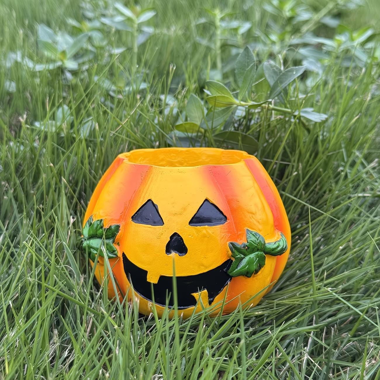 Resin Pumpkin Planter, Durable Waterproof, Indoor Outdoor Plant Decor, Halloween Decoration, Unique Home Ornament, Gift Idea
