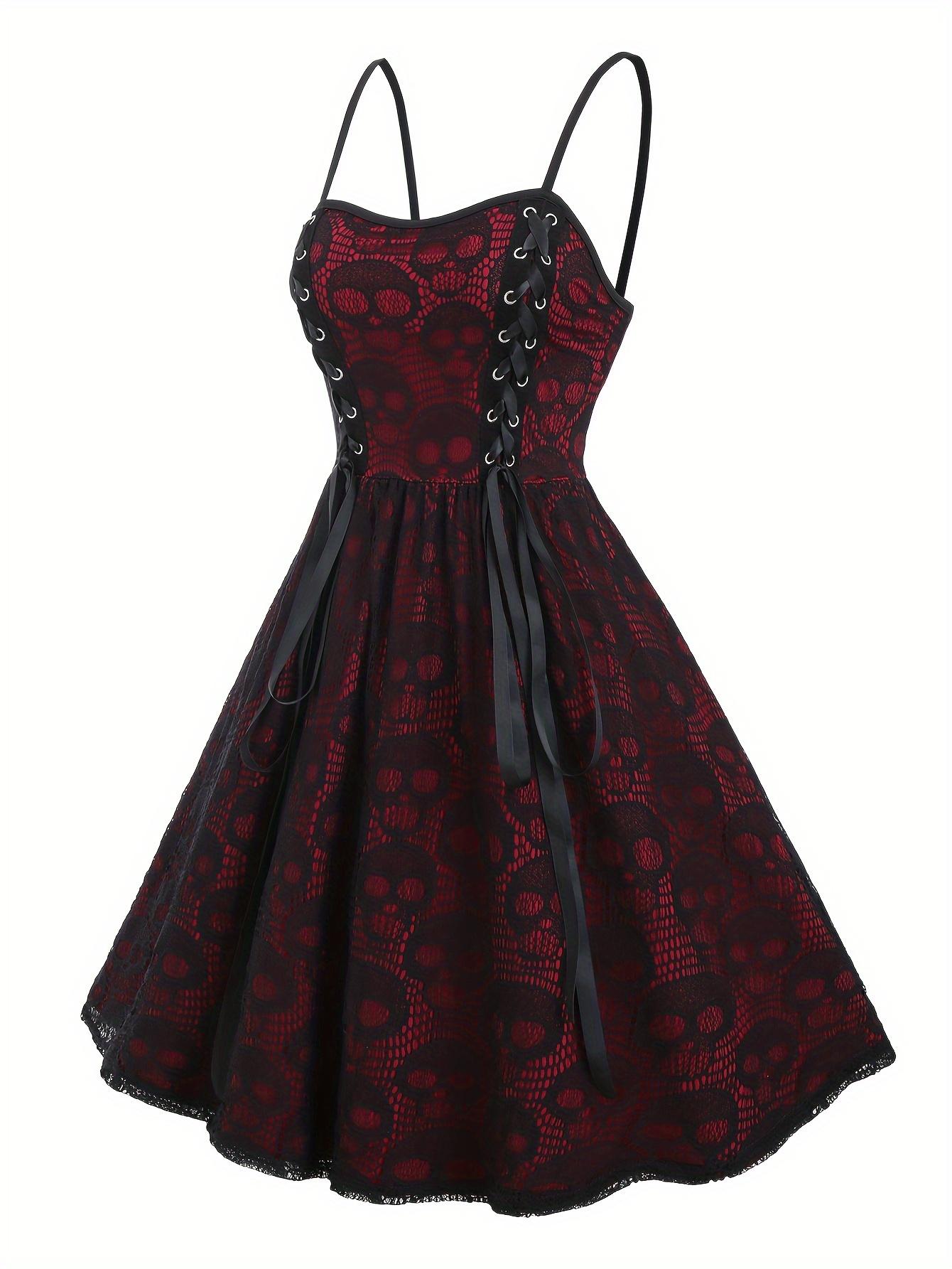 Directional Development Lace Color-Blocking Eyelet Strap Dress