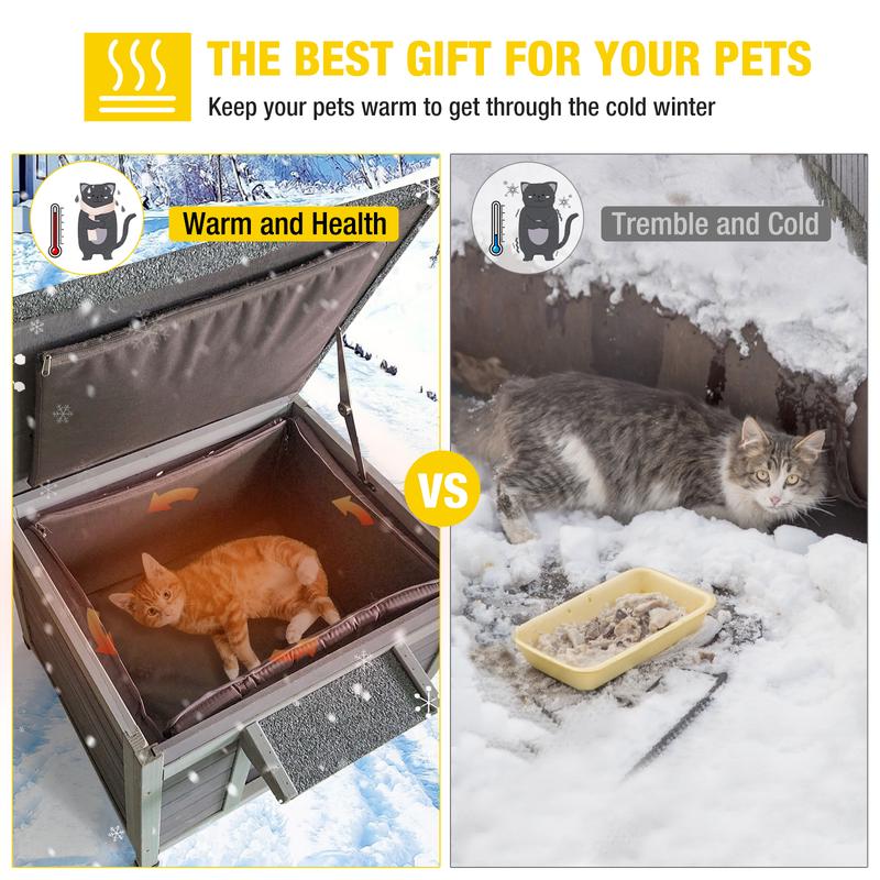 Aivituvin-Insulated/Heated Wooden Cat House with Soft Liner | Waterproof Roof,Stray Cat House,Winter Cat House Aivituvin-Insulated/Heated Wooden Cat House with Soft Liner | Waterproof Roof,Stray Cat House,Winter Cat House