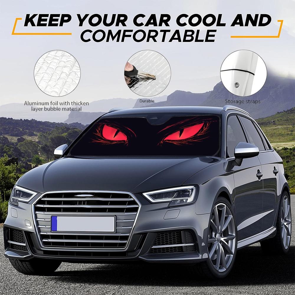 Halloween Skull Car Sunshade, UV Protection, Foldable Polyester, Fits Rvs and Suvs, Front Windshield Protector, Universal Fit