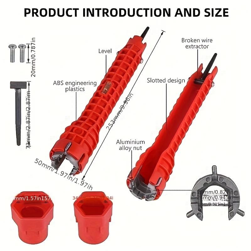 1-Piece 14-in-1 Faucet and Sink Installation Tool - Durable Plastic, Perfect for Bathroom Pipe Installation, Equipped with Adjustable Wrenches, Bender and Other Pipe Tools, Pipe Tools | Adjustable Wrenches | Durable Plastic, All-round Tools