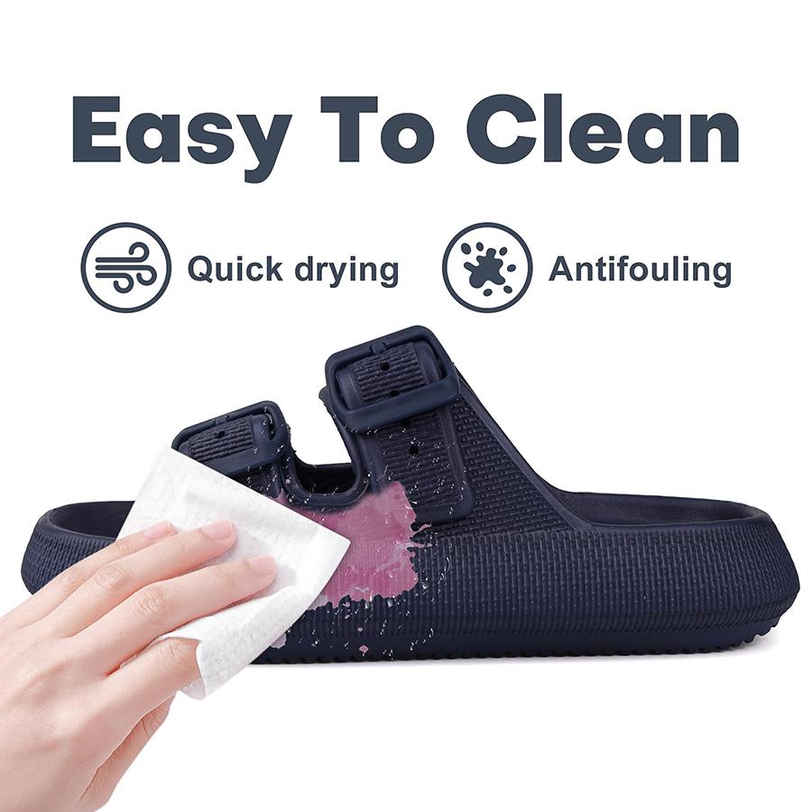 Pillow Slippers for Men and Women  | Adjustable Double Buckle Shower Slides | Cushioned Thick Sole Sandals