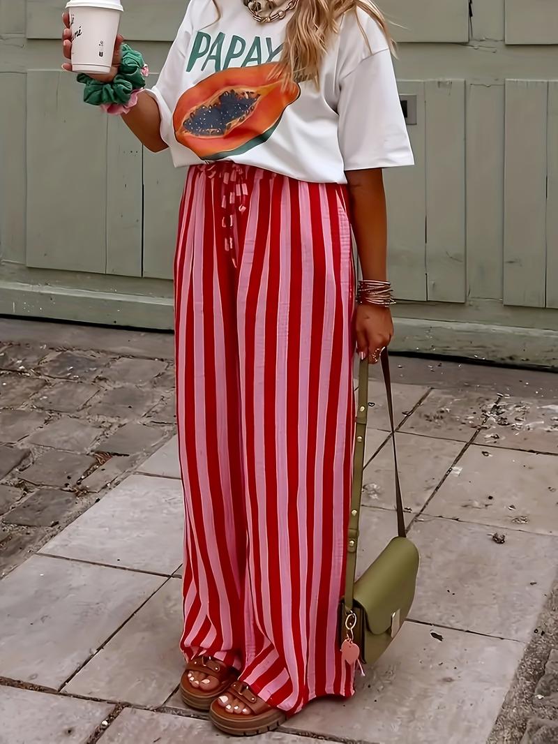 Spring & Fall Fashion New Women's Drawstring Loose Wide Leg Pants, Comfortable and Stylish Long Trousers for Casual Wear