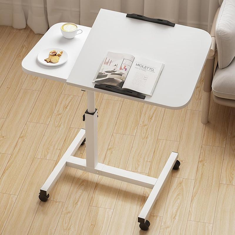 Home Overbed Table with Wheels, 23.6-37.4in Height Adjustable Over Bed Table Movable Rolling Bedside Table Standing Desk Bed Table Hospital with 0-90 Degrees Tilting Surface