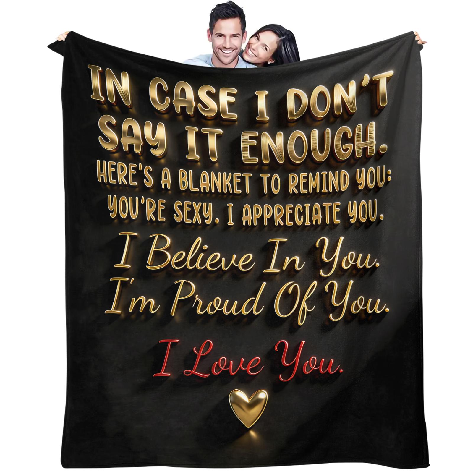 Romantic Confession Pattern Slogan Print Blanket, Daily Holiday Birthday Gift For Kids And Adults, Soft, Warm And Lightweight Plush Blanket, Suitable For Bed, Sofa, Car, Room Decoration