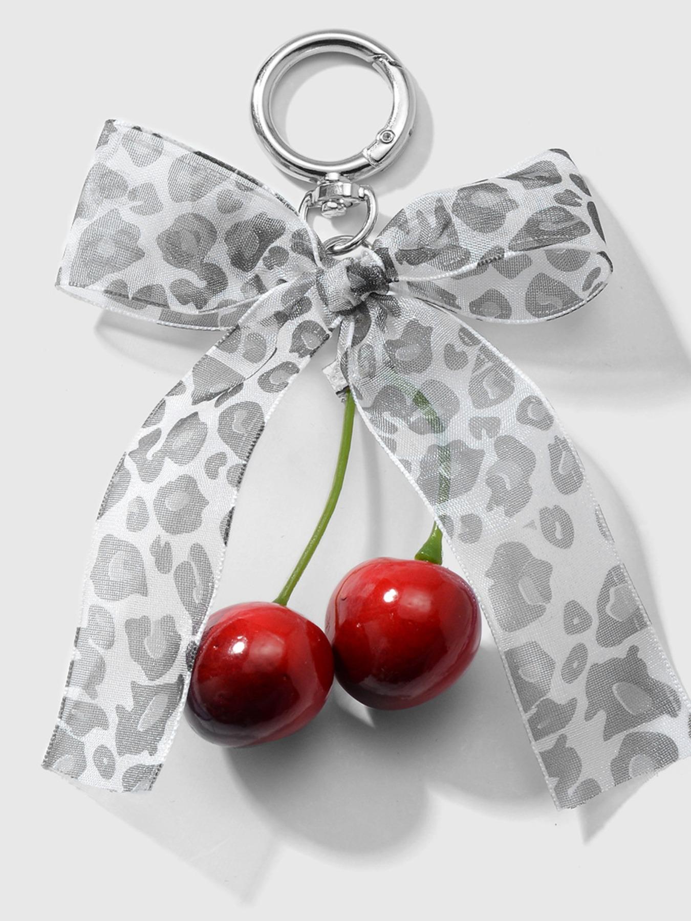 New Elegant Simple Sweet Cool High-Quality Faux Pearl Lace Leopard Bow Keychain Bag Charm, Casual Style, No Choking Hazard, Fashionable Accessory