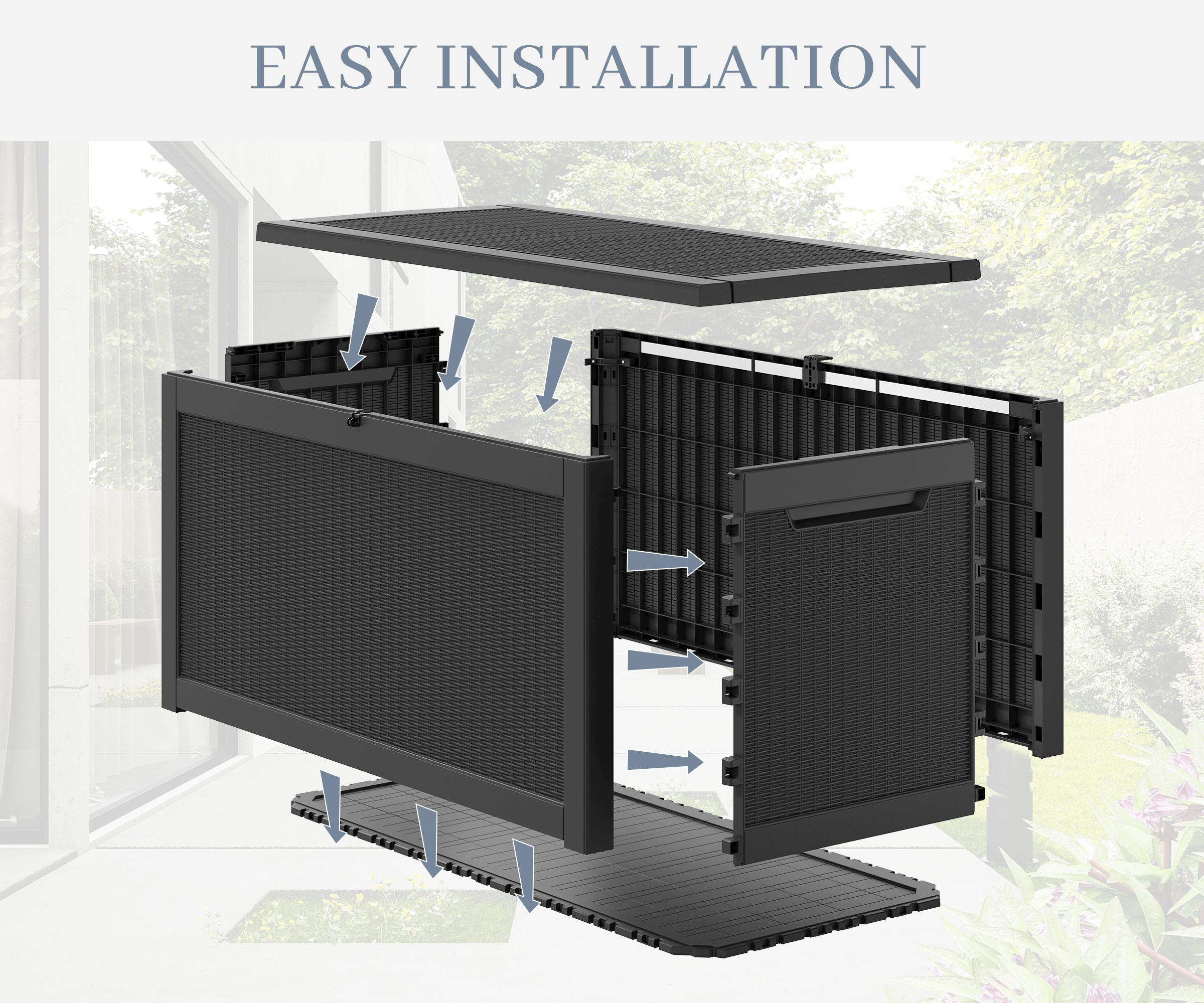 31/60/100/260 Gallon Resin Outdoor Storage Deck Box (padlock not included) – Waterproof, UV-Resistant, Multi-Functional, Lockable, Durable, Storage of tools