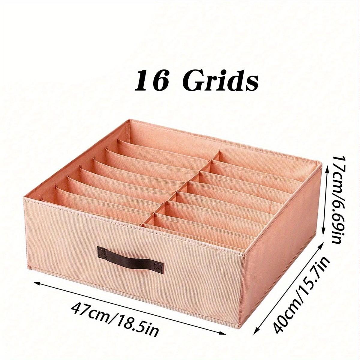 Drawer Storage Box Set, Soft Lining, Dual Row 16 Compartment, Durable Polyester Material, Ideal for Under Bed, Dresser, Closet