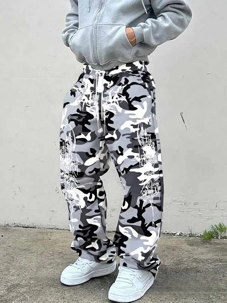 Men's Casual Military Camo Pants, Thorn Print Loose-Fit Drawstring Wide Leg, All-Season Comfortable Fabric, Perfect for Daily Wear Men's Casual Military Camo Pants, Thorn Print Loose-Fit Drawstring Wide Leg, All-Season Comfortable Fabric, Perfect for Daily Wear