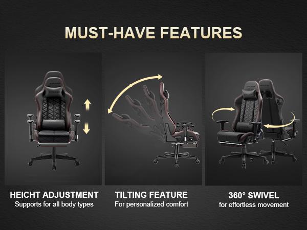 GTPLAYER Gaming Chair, Computer Chair with Bluetooth Speakers, High Back Ergonomic Office Chair Desk Chair with Lumbar Support, Height Adjustable Game Chair with Footrest 330LBS, Comfy Seat, Cool Chair