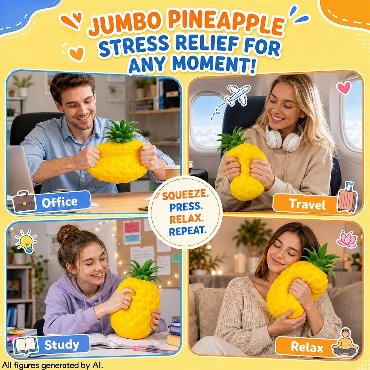 Cute Realistic Pineapple Squeeze Toy, Sensory Stress Relief Toy for Kids and Adults, Desk Decoration, Party Gift, Anxiety Relief, Soft Squishies