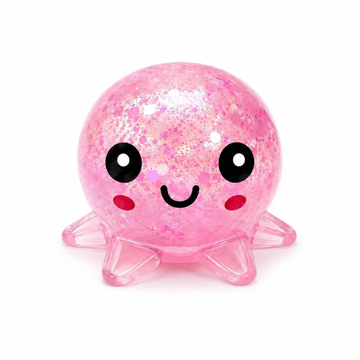 Clear Glitter Octopus Squeeze Toy, Glitter Squishy, Glittery Squishies, Squishy Fun, TPR Maltose Filled Stress Ball, 4 Colors Available Anxiety Relief Fidget Toy for Adults Kids