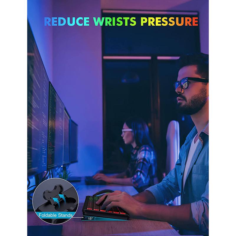 JOMAA 2.4G Wireless Keyboard and Mouse Combo RGB Backlit Rechargeable Full-Size Ergonomic Type-c+USB Wireless Sleep Mode