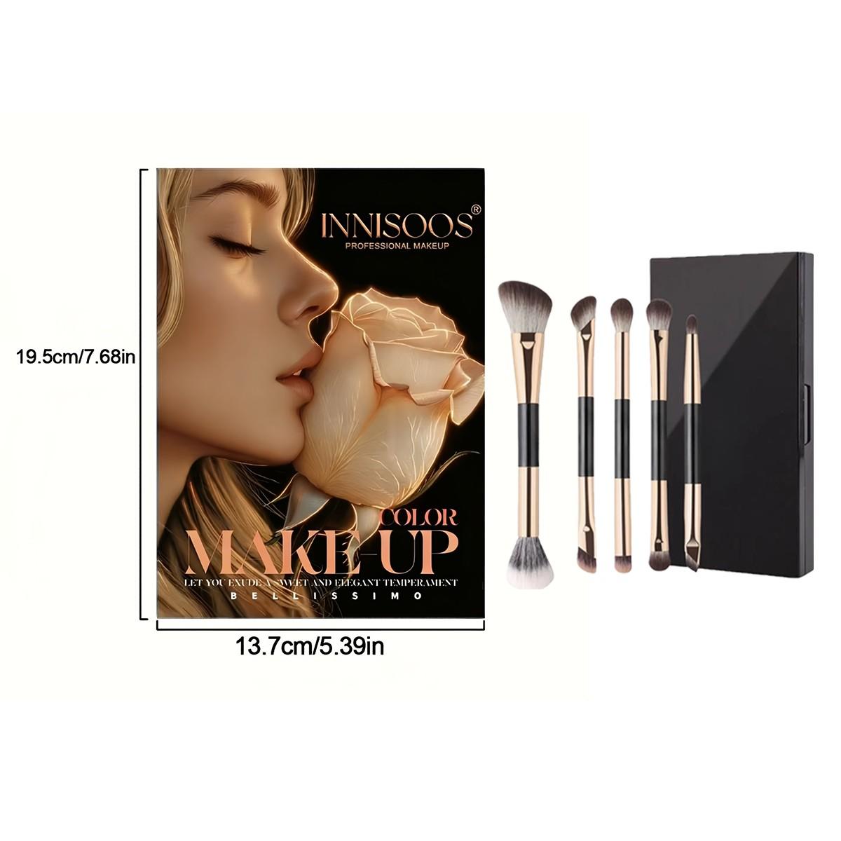 Book Style Makeup Book + Brush Set, Makeup Palette Set, Includes Eyeshadow, Blush, Contour, Highlight, Long-Lasting Easy Application, Perfect Gift for Valentine's Day/birthday