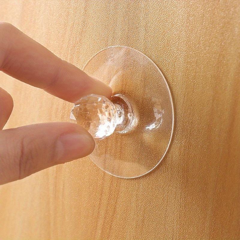 10pcs Transparent Crystal Cabinet Drawer Door Knobs Handles with Self-adhesive Handle and Hook, Self Adhesive Hooks