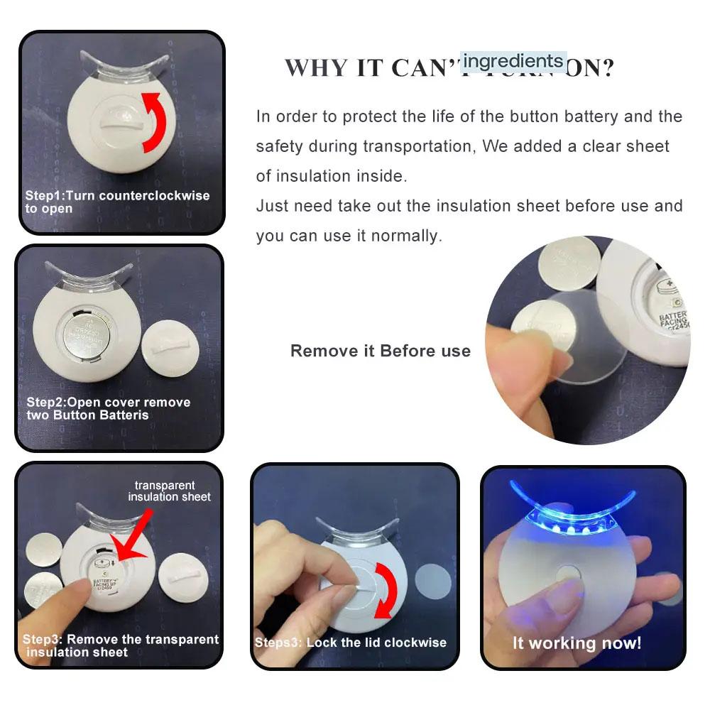 Led Teeth Brightening Kit, Teeth Brightener, 1 Set Led Teeth Brightening Device Kit Including 5 X 3ml Carbamide Peroxide Teeth Gel, Easy To Use, Perfect for Parents, Girlfriend/boyfriend
