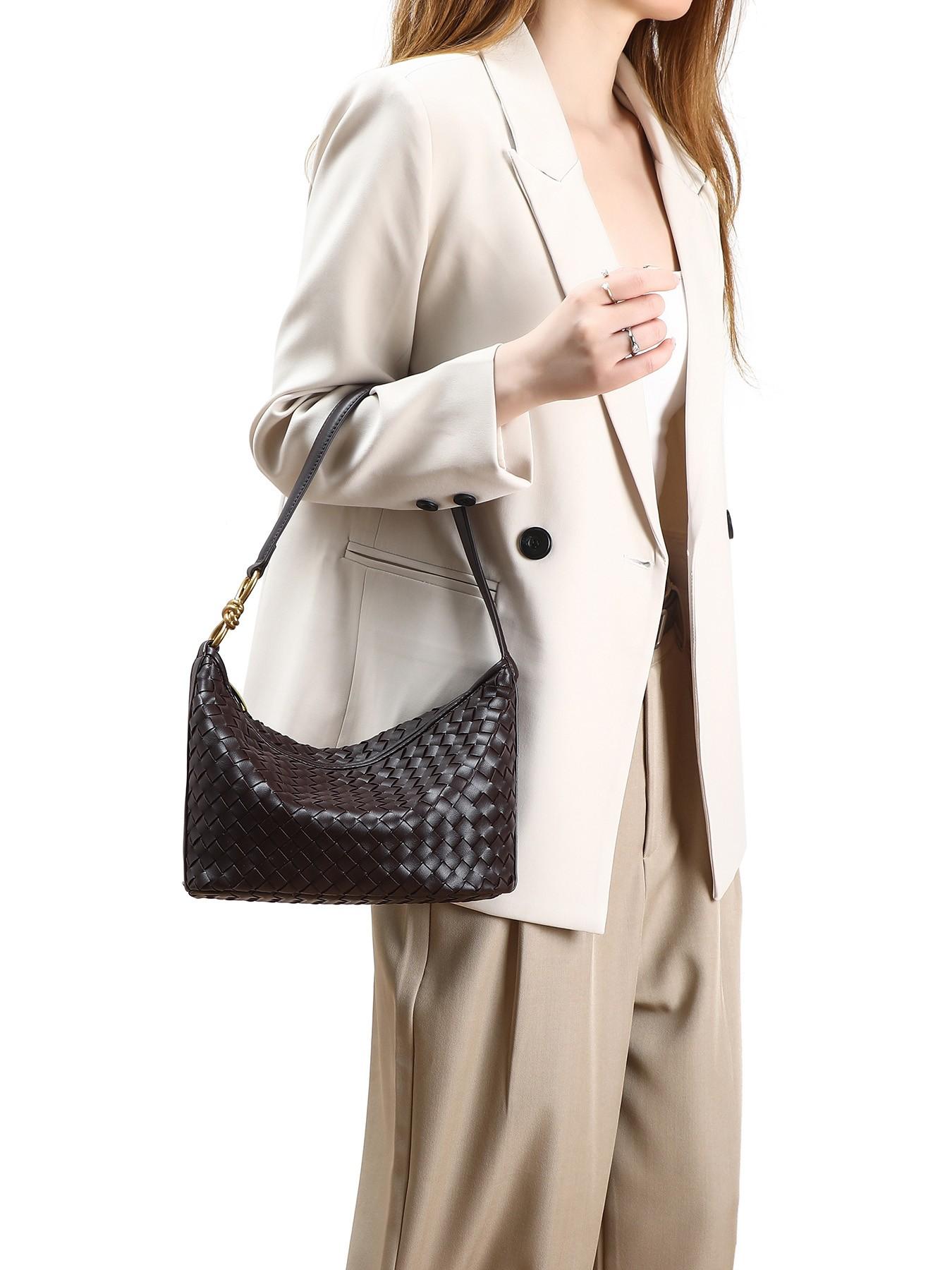 Handmade Woven Bag for Women, Single Shoulder Crossbody Bag, Vintage Resort Style, Soft Leather Texture, Versatile and Stylish