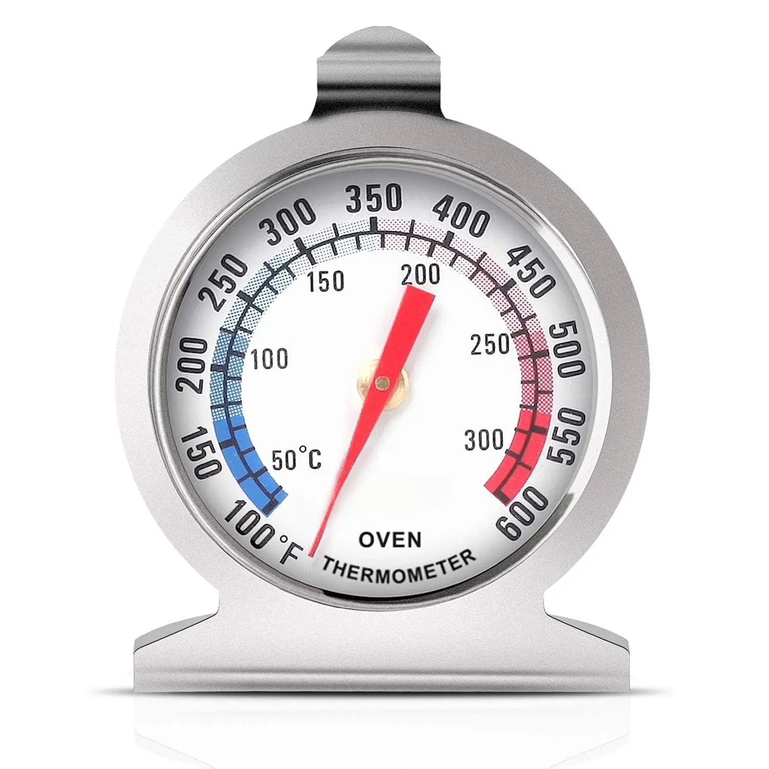 Stainless Steel Oven Thermometer 50-300°C/100-600°F, Analog  Read, -Free Kitchen Cooking Thermometer, Hook & Stand Design  Thermometer for Oven, Grill, , Fryer