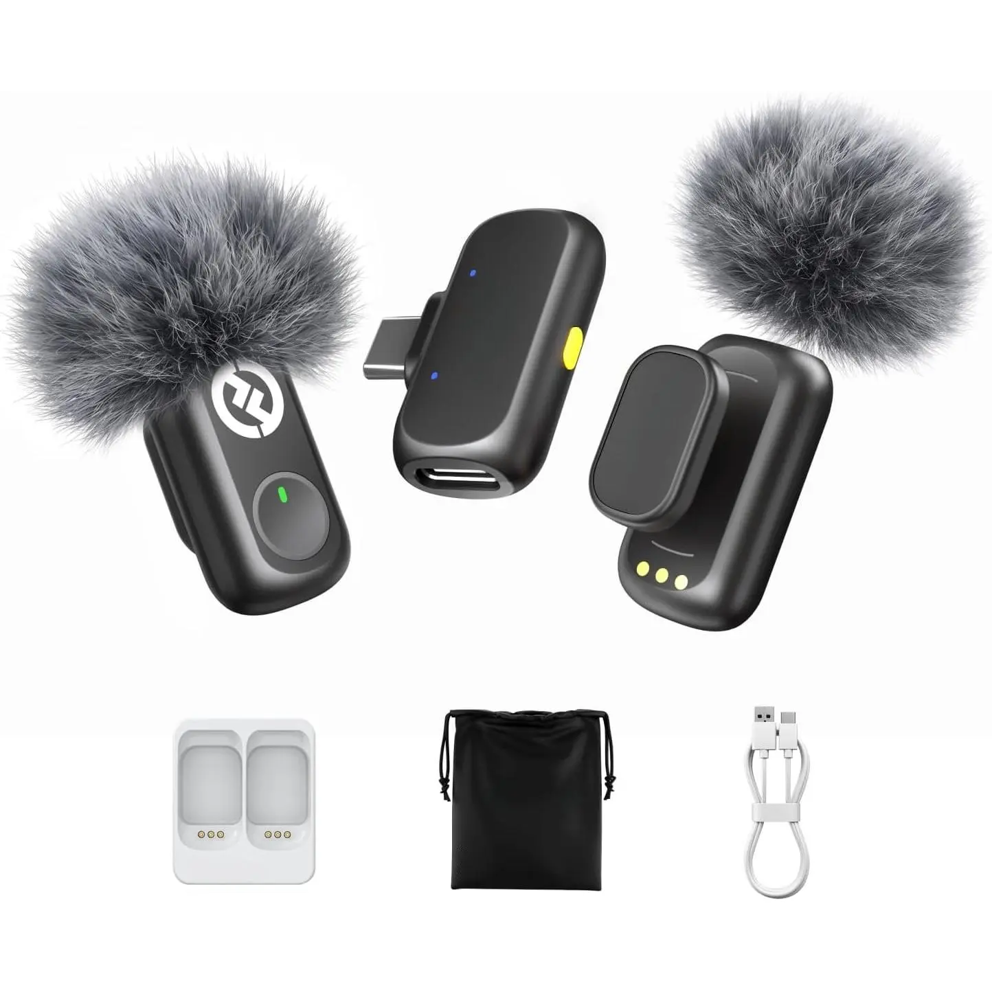 Lark A1  Microphone for  & Android, 48kHz/24-bit Studio Audio, 3-Level Noise Cancellation, 200m Range,  Mini Mic for Video Recording & Live Streaming (2TX + USB-C RX)